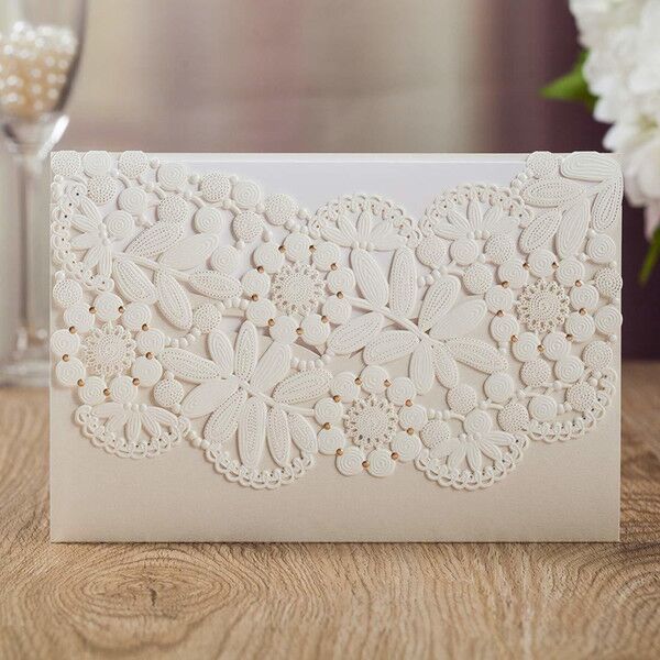 

white laser cut wedding invitations cards lot blank birthday gift greeting cards customized party favors with envelopes