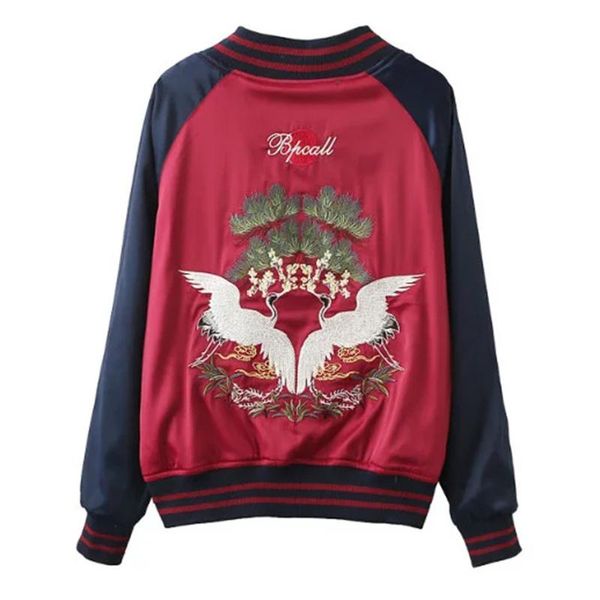 

wholesale- new fashion 2016 designer bomber jacket women's stunning embroidery reversible jacket plus size s-3xl, Black;brown