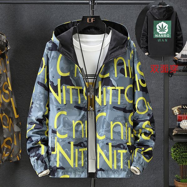 

jacket men's two sides wear 2019 new spring and autumn korean version letter camouflage double-faced jacket men's clothing, Black;brown