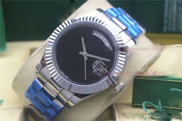

luxury watch men automatic 36mm day date big black face mechanics men's watches sapphire original box stainless steel clasp watches, Slivery;brown