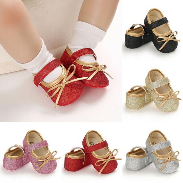 

5 colors newborn baby girl toddler soft sole crib sequins princess shoes prewalker baby casual shoes for 0-18m, Black