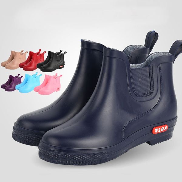 

rain boots female water shoes rain boots short cylinder medium and high cylinder women's non-slip four seasons rubber, Black