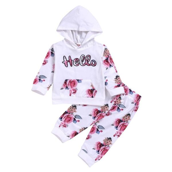 

child clothing1-6y girl boy clothes 2020 spring long-sleeved hooded sweatshirt jacket trousers quality baby suit kids costumes, White