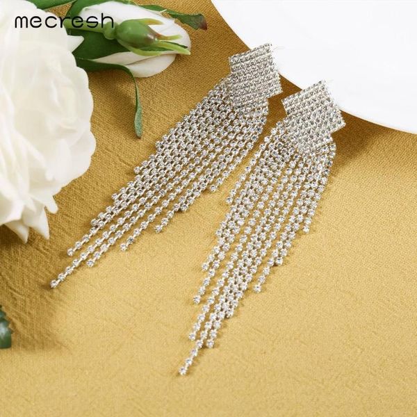 

mecresh geometric gold / silver color drop dangle earrings ethnic korean rhinestone metal tassel earrings wedding jewelry eh1715