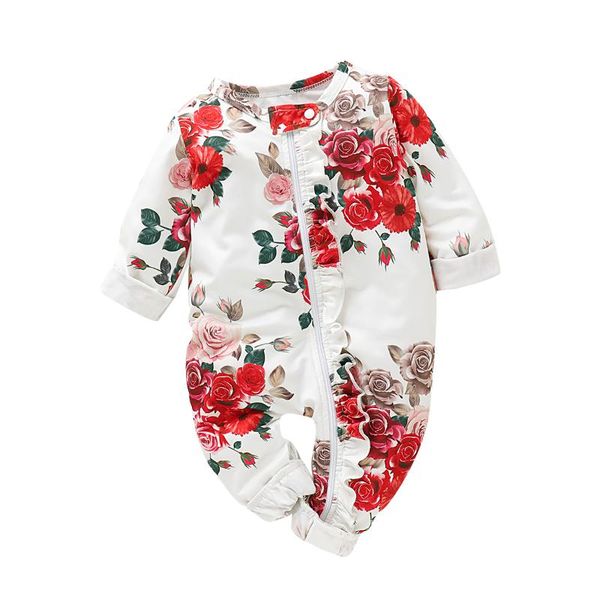 

newborn baby girls floral romper long sleeve jumpsuit clothes outfits, Blue
