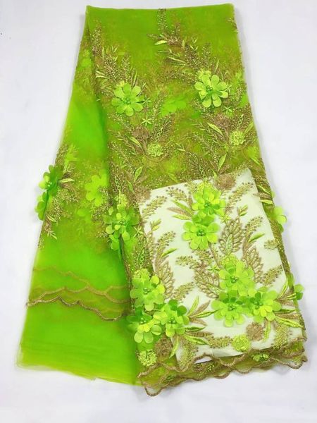 

5yards / pc красивый лимон зеленый французский чистая кружевная ткань с бисером цветок вышивка африканский сетка кружева для платья qn73-8, Black;white