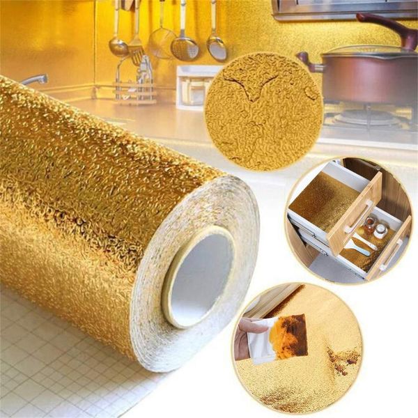 

diy waterproof oil proof aluminum foil self adhesive wall sticker for kitchen restaurant wall eco-friendly decoration wallpaper