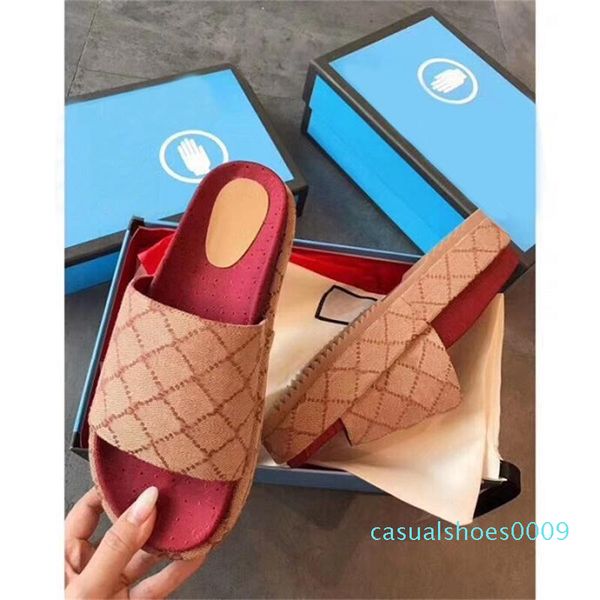 

2.4 height women platform slipper luxury designer original slide sandal genuine leather fashion beach flip flops sandals with box 09c, Black
