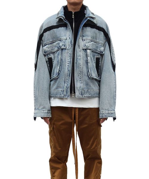 

2019 autumn new fear of god fog6th sixth season wash old worn cowboy denim jacket coat cotton coat m-2xl, Black;brown