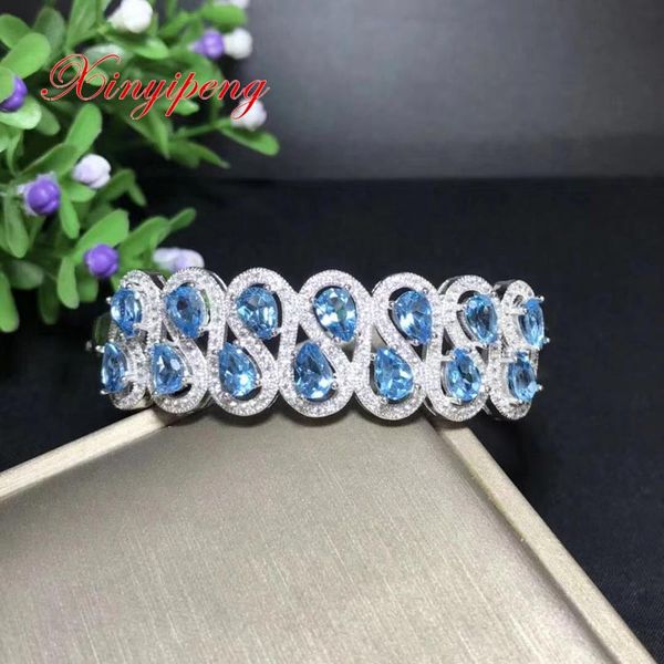 

xin yi peng 925 silver inlaid natural z stone bracelet women bracelet exquisite fashion, Golden;silver