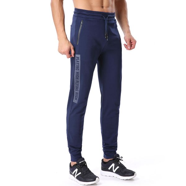 

glest gymnastic pants men's autumn & winter plus velvet sweatpants ankle banded pants men closing skinny running training, Black;blue