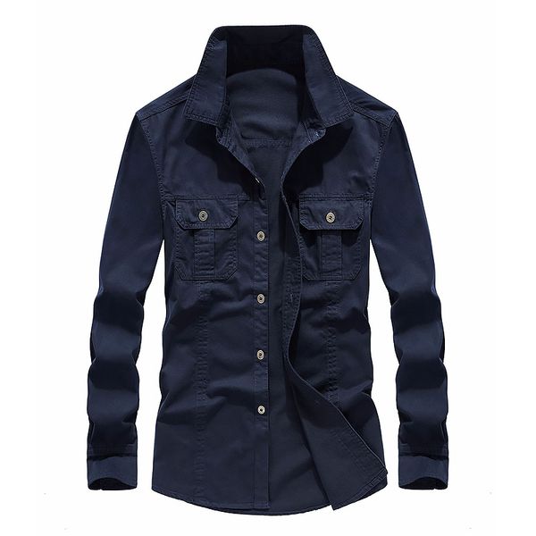 

new big size -6x men cargo shirt casual solid long sleeve shirts multi-pocket cotton male top, White;black