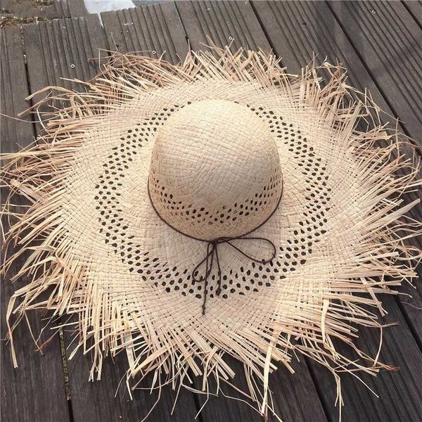 

new women's wide brim summer sun hats foldable soft hollow out raffia straw hat ladies bone outdoor casual beach cap panama, Blue;gray