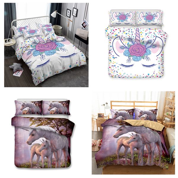 New Fashion Lovely 3d Golden Shining Unicorn Pink Roses Unicorn