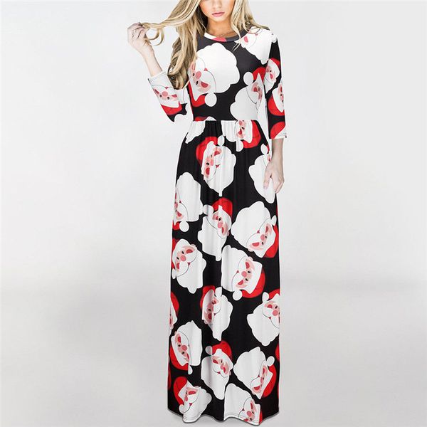 

stylish 2017 new christmas gift mother and daughter dresses santa matching mom girls maxi dress family clothes xmas sundress, Black;gray