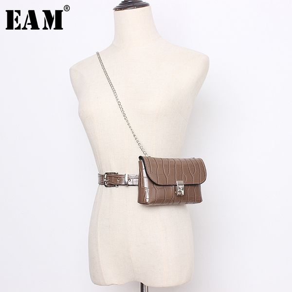 

eam] pu leather chain split joint mini-bag long wide belt personality women new fashion tide all-match spring 2020 1n947, Black;brown