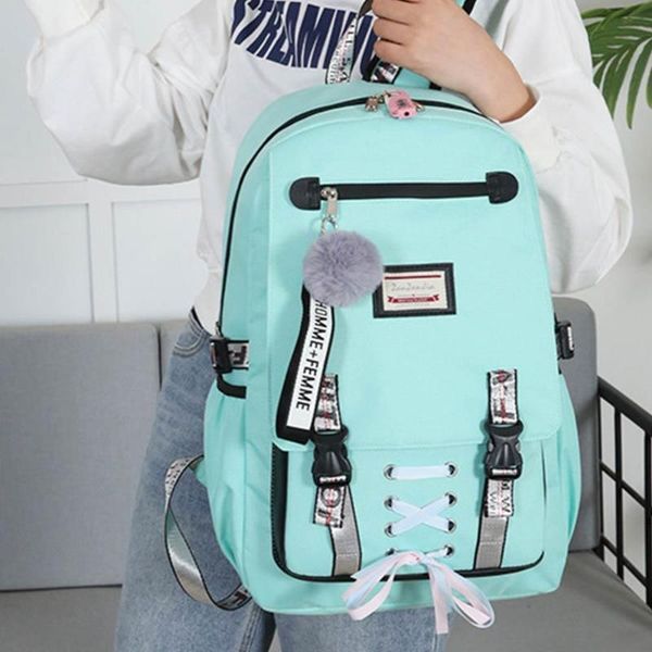 

leisure backpack fashion nylon usb charging waterproof hiking anti theft teenagers school bag lapbackpacks both shoulders