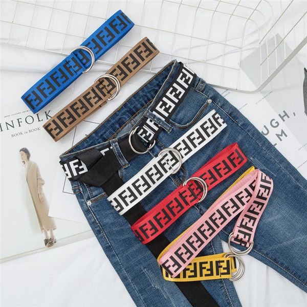 

new designer f&f print waistband student girls fashion wait belt women double loop jeans waist strap teens versatile belts 7 colors b80601