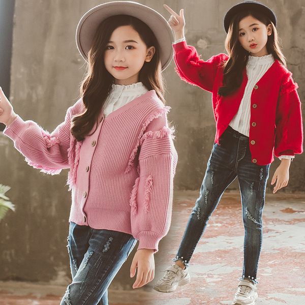 

solid color cardigan children's sweater sweater knit, Blue