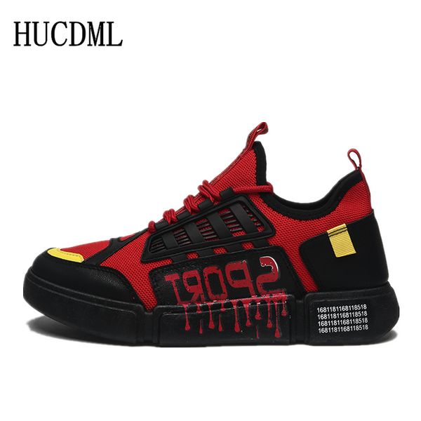 

hucdml 2019 men's shoes casual mesh men sneakers outdoor walking lace-up comfortable breathe y non-slip standard size 39-44, Black