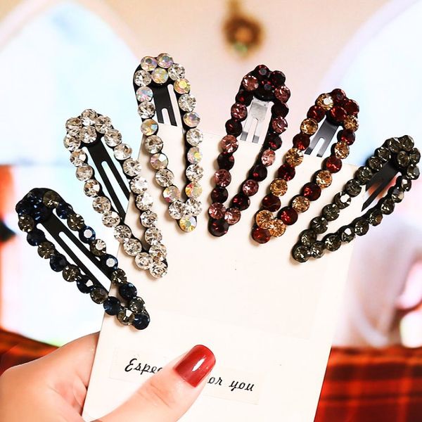 

super flash rhinestone bb hair clips water droplet czech diamond square clip card wholesale, Golden;silver