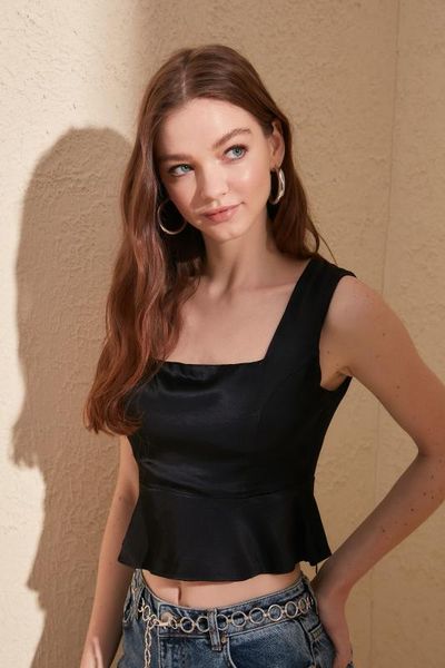 

trendyol satin peplum detail elegant blouse twoss20bz0513, White