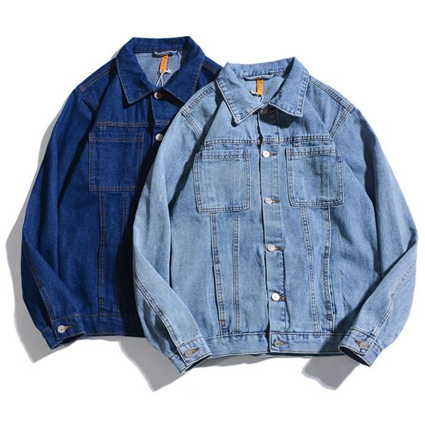 

desinger men's denim jacket fashion new wild cool tide men's casual long-sleeved distressed cool denim jacket coat black blue size, Black;brown