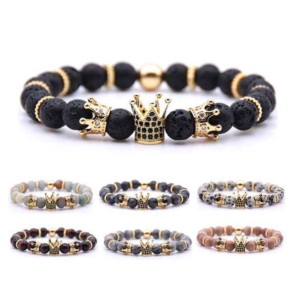 

gold crown bracelet beads bracelets for women jewelry men pulseira masculina feminina erkek bileklik hombre friends bangles 2018, Black