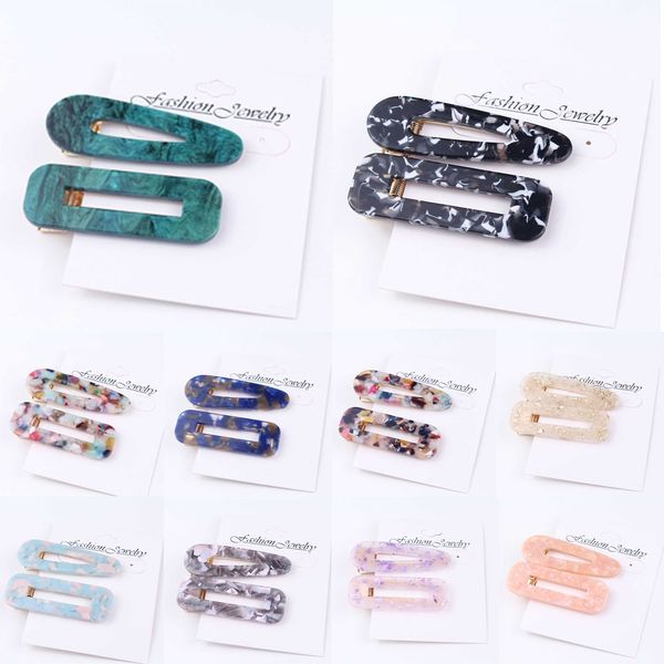 

2pcs women's simple fashion acetate plate hairpin set acrylic hair accessories, Golden;silver