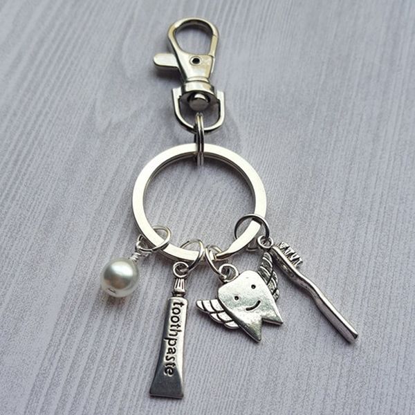 

keychains fashion creative caring for dental hygienist fairy keychain man woman jewelry accessories gift, Silver