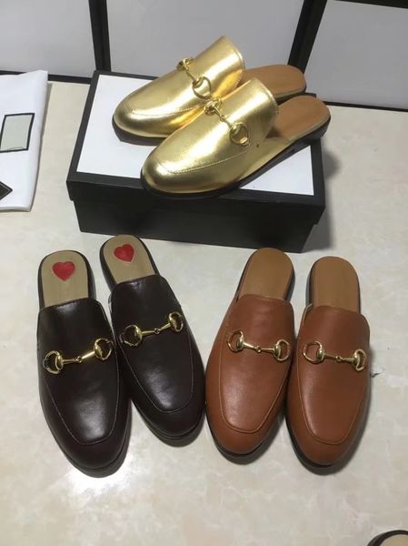 

mens womens all gold leather slipper mules designer mule slipper loafers luxuy casual shoes golden mules big size eur34-46 c09, Black