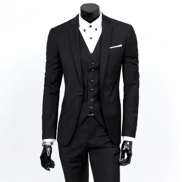 

fashion mens designer suits set men and groom wedding three piece suit business professional dress, White;black
