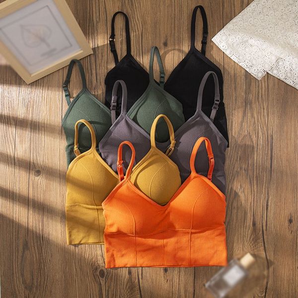

beautiful back u-shaped wrapped sports camisoles new women without steel ring tank seamless sports camisoles 2020, Black;white