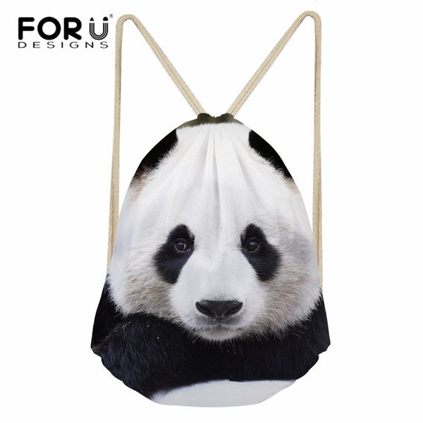 

forudesigns bags women boys girls school bags gift bookbag for kids polyester drawstring cute white panda print backpack