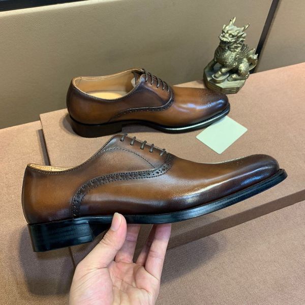 

new men oxfords business shoes black brown cutout flower genuine leather lace up flats classic mens loafers wedding shoes for men 38-44