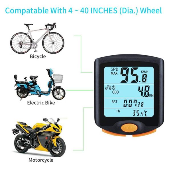 

new bicycle computer bike computer speedometer digital odometer satch thermometer lcd backlight rainproof table p5