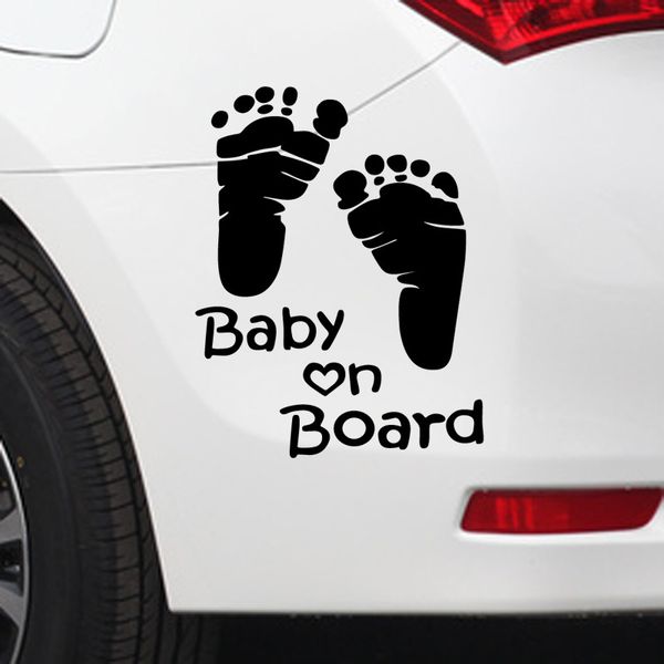 

car stickers cs0002 -baby on board footprints safety reflective warning sticker