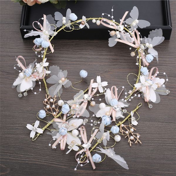 

exceed immortal colour hair hoop an crown garland edge clamp bride headwear juan yarn butterfly flower ornaments suit, Silver