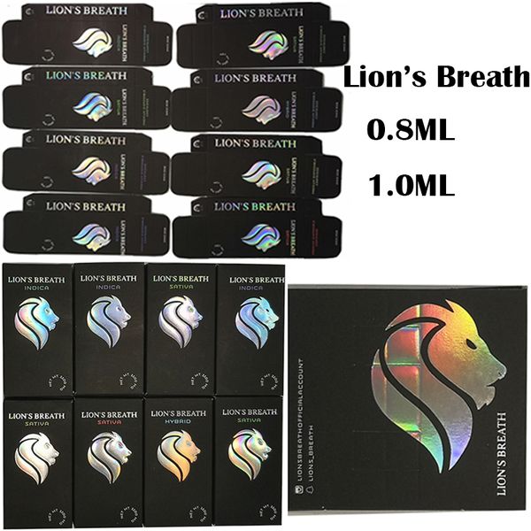

Lion's Breath Cart Vape Cartridges 1ml 0.8ml Empty Ceramic Coil 510 Thread Atomizers Ecig Vaporizers Packaging with Round Press In Cartridge