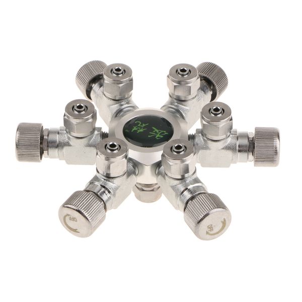 

stainless steel aquarium tank co2 splitter regulator distributor needle solenoid check valve with 4/6 way outlets