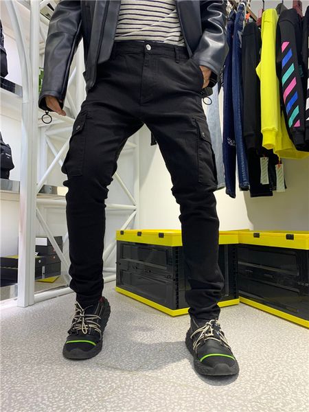 

mens jeans designer pants ripped men hip hop jeans soldier man slim denim straight biker brand ami motorcycle jeans with diamond patches2, Blue
