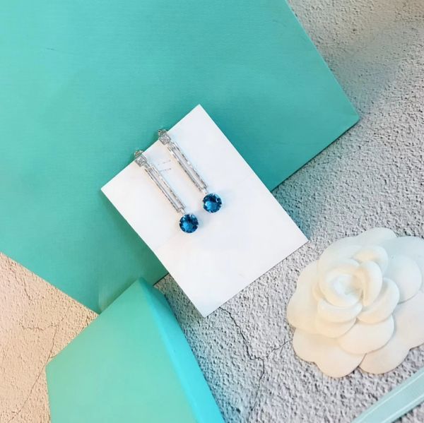 

rectangular hollow earrings s925 sterling silver dangle earrings with blue diamond women evening party earrings lady jewelry gifts