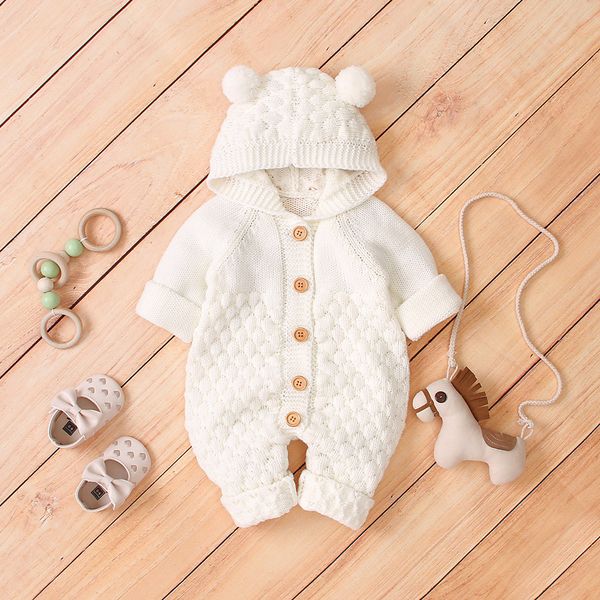 

boys coat newborn infant baby girl boy winter warm coat knit outwear hooded jumpsuit, Blue;gray