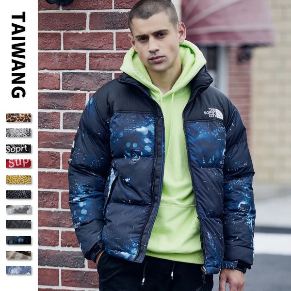 

2019 winter new men's cotton jacket men's jacket europe and the tide brand brand letter printing thick cotton men, Black