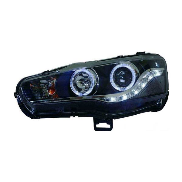 

for mitsubishi lancer led angel eyes head lamp 2009 to 2015 year black housing