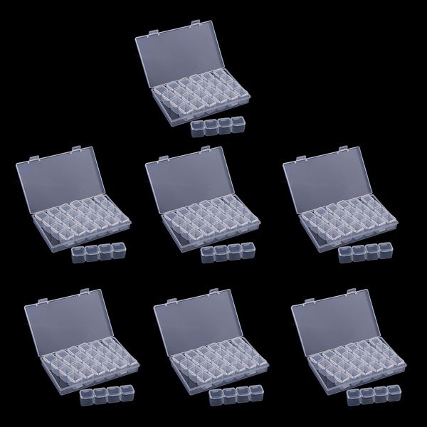 

7pcs 28 grid transparent hard plastic storage box