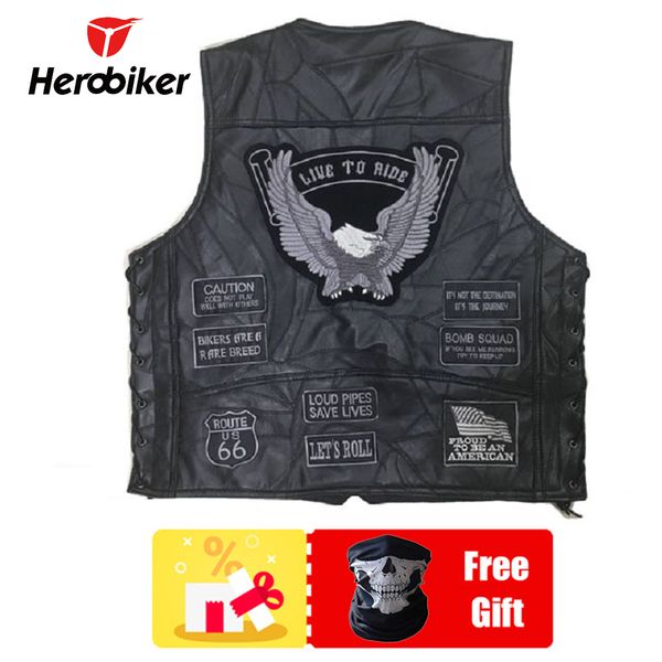 

motorcycle jacket genuine leather vest mens punk classic style motorcycle jacket biker club casual retro vest moto clothing