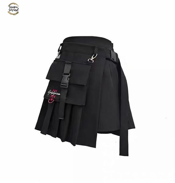 

sale a-line women mini skirt plaid street style women side pockets design mini pleated skirt, Black