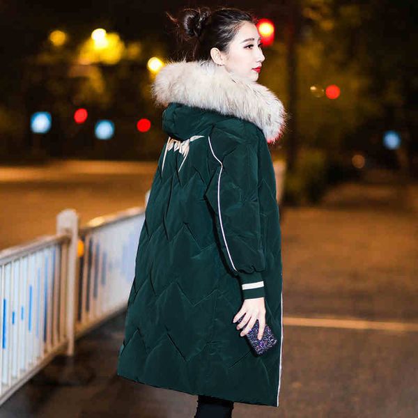 

2019 casual long parkas down cotton jackets winter coat women large fur collar hooded warm jacket thicken wadded overcoat v834, Tan;black
