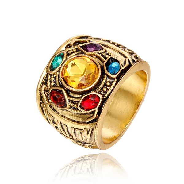 

dropshipping marvel 4 thanos rings iron man gauntlet bague homme anillos mujer women crystal jewelry, Golden;silver